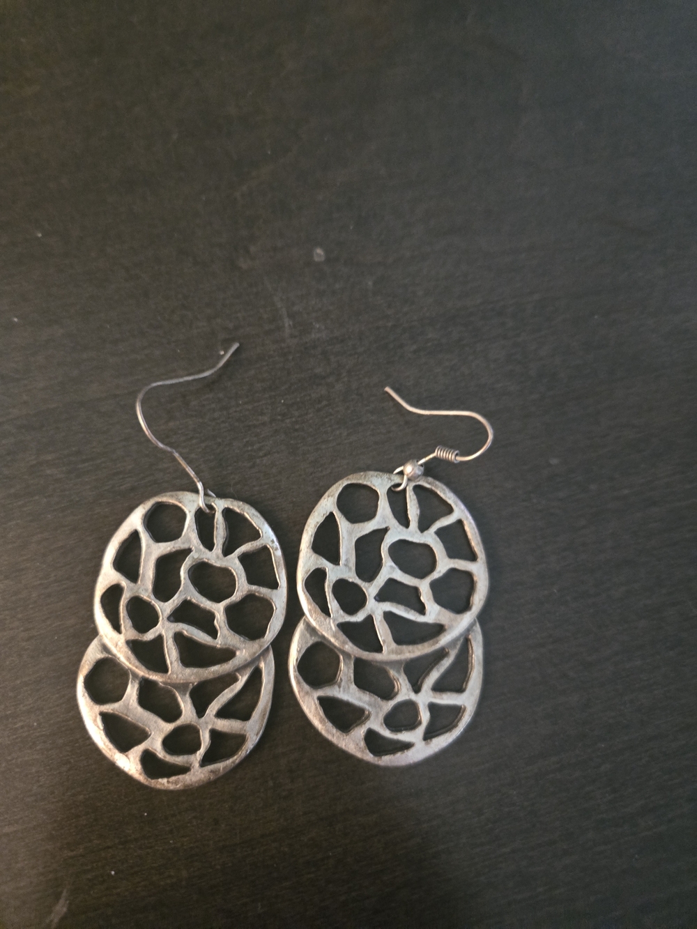 Silver Double Drop Filigree Hoop Earrings